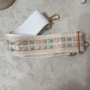 Embroidered adjustable Guitar Strap with Gold Accents